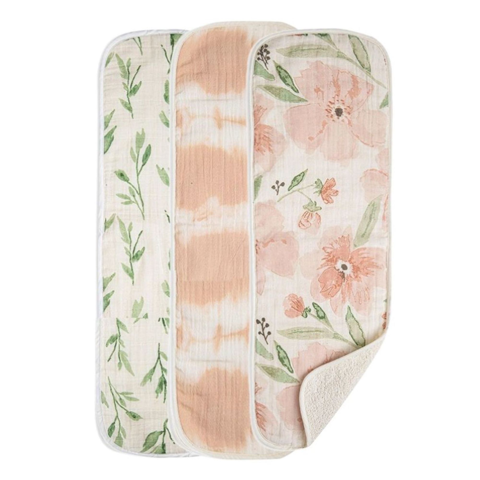 Parker Pink Floral Cotton Burp Cloth (Set of 3)