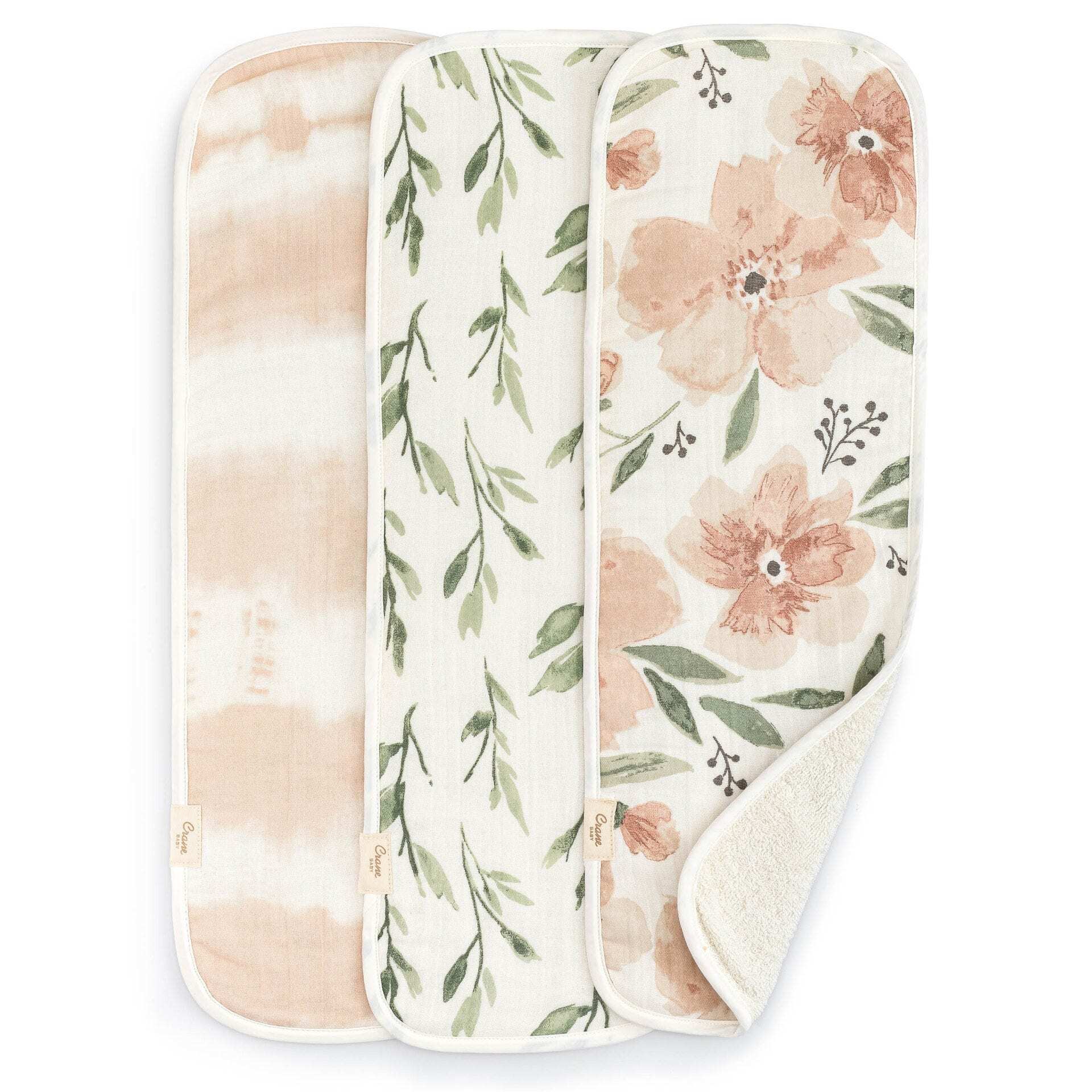 Parker Pink Floral Cotton Burp Cloth (Set of 3)